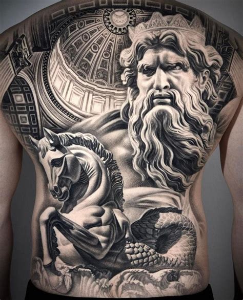 hermes back tattoo|realism greek god tattoos.